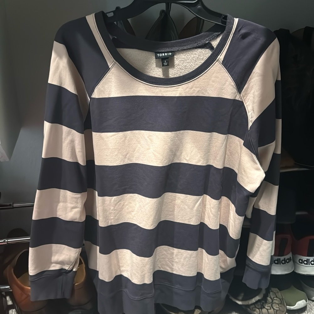 Torrid super soft block stripe crew neck